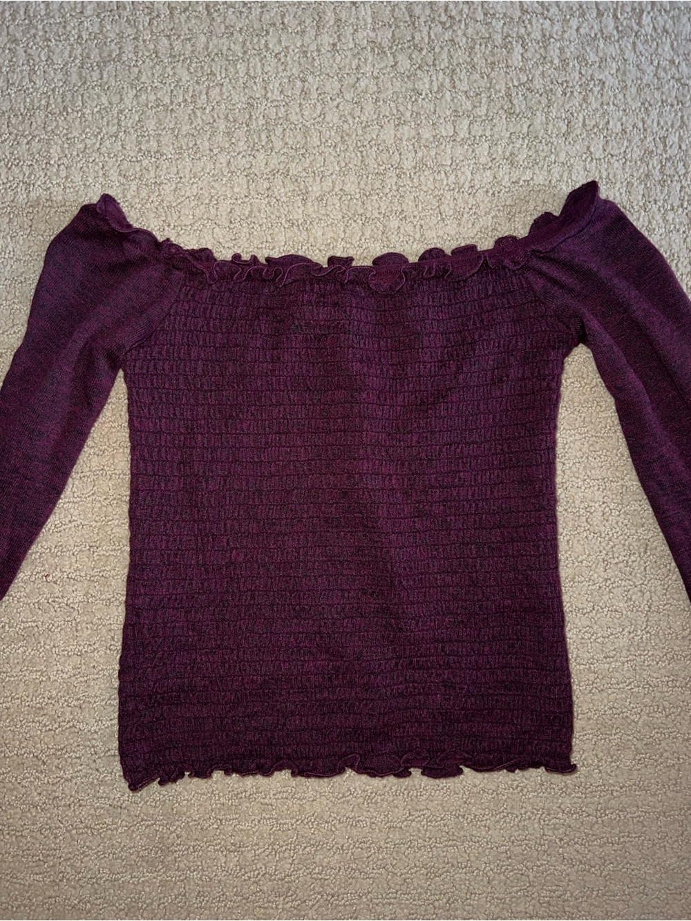 Women’s Off-Shoulder Ribbed Knit Sweater Top - Plum